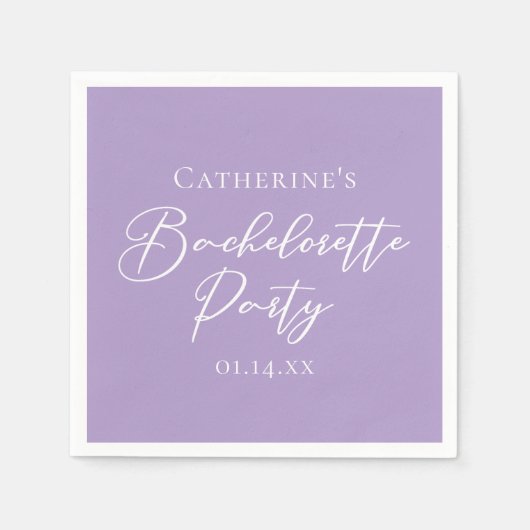 Serviette En Papier Lilac Purple Bachelorette Party Personalized (Devant)