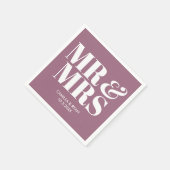 Serviette En Papier Lilac Purple Mr & Mrs Mariage personnalisé Napkins (Coin)
