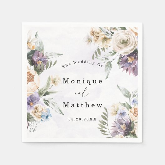 Serviette En Papier Lilac Purple Peony Fleurs sauvages Mariage de bouq (Devant)