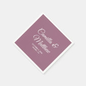 Serviette En Papier Lilac Purple Romantique Script Mariage personnalis (Coin)