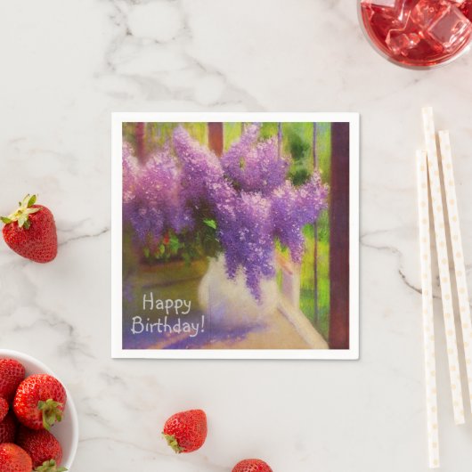 Serviette En Papier Lilacs dans un Vase anniversaire (En situation)