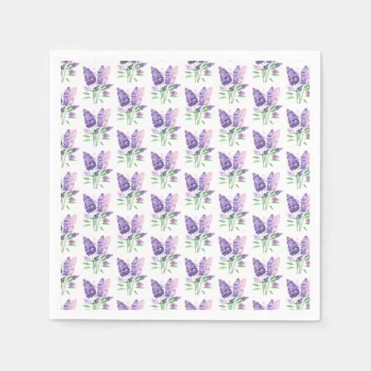 Serviette En Papier Lilacs Fleurs violettes Aquarelle Motif de la natu (Devant)
