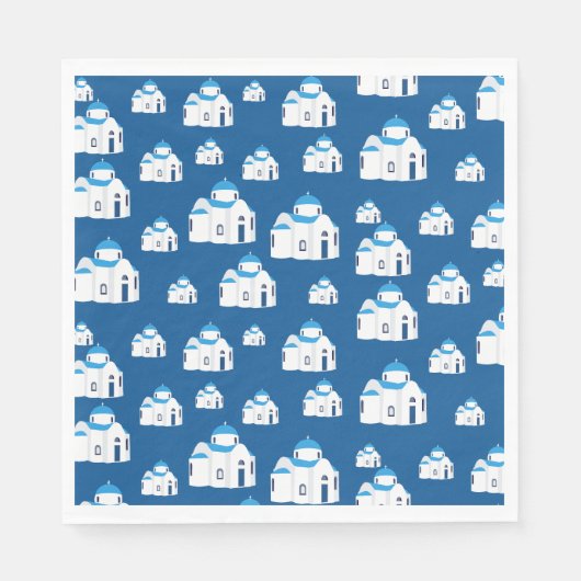 Serviette En Papier L'île grecque Santorin Blue Dome (Devant)