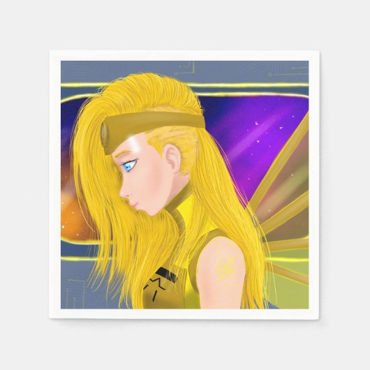 Serviette En Papier Lilin OC - Cyborg angel - Art inspiré par Starset (Devant)