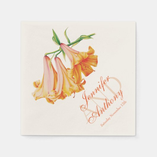 Serviette En Papier Lily bell fine art nom mariage date papier serviet (Devant)