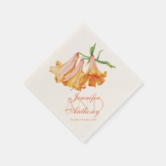 Serviette En Papier Lily bell fine art nom mariage date papier serviet (Coin)