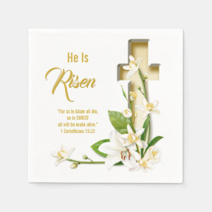 Serviette En Papier Lily Cross Écriture Il Est Ressuscité