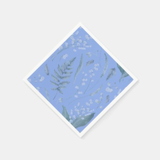 Serviette En Papier Lily de Vallée avec des fougères || Serviettes ble (Coin)