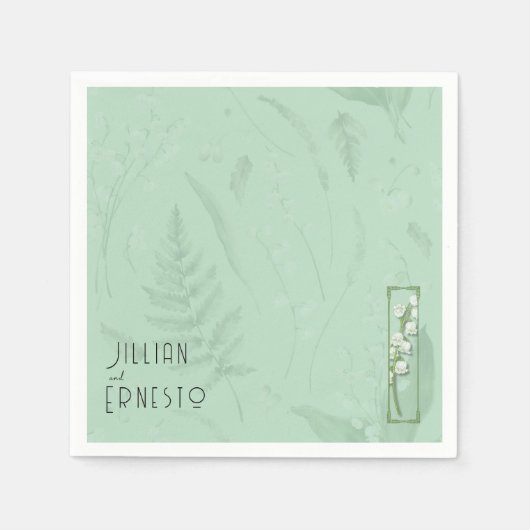 Serviette En Papier Lily de Vallée avec des fougères || Vert doux pers (Devant)