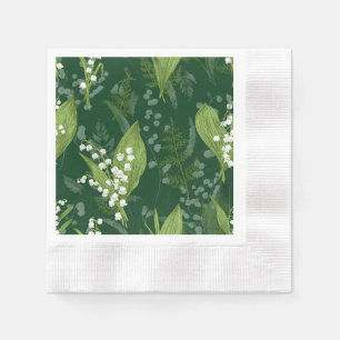 Serviette En Papier Lily de Vallée avec des fougères    Vert Foncé