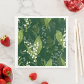 Serviette En Papier Lily de Vallée avec des fougères || Vert Foncé (En situation)