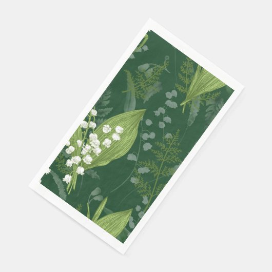 Serviette En Papier Lily de Vallée avec des fougères || Vert Foncé (Coin)