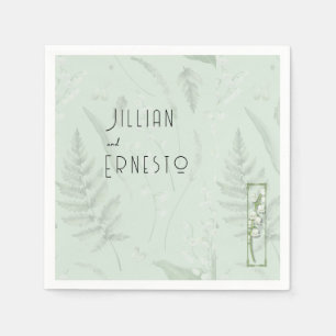 Serviette En Papier Lily de Valley Sage vert avec illustration