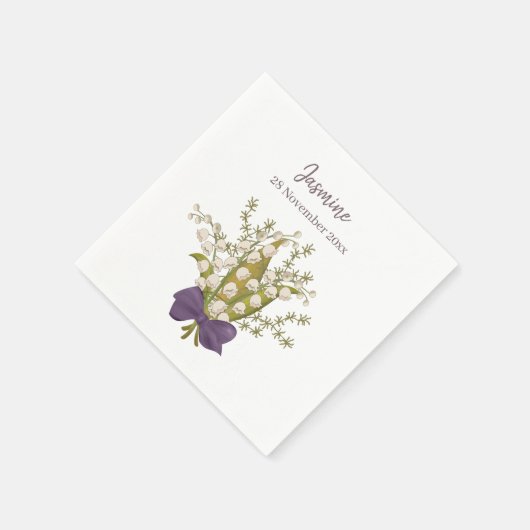 Serviette En Papier Lily Of The Valley Bouquet avec Bow pourpre (Coin)
