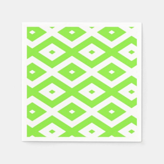 Serviette En Papier Lime green and white diamond pattern (Devant)