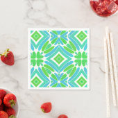 Serviette En Papier Lime Green Aqua Turquoise Retro Motif Imaginaire (En situation)