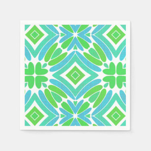 Serviette En Papier Lime Green Aqua Turquoise Retro Motif Imaginaire