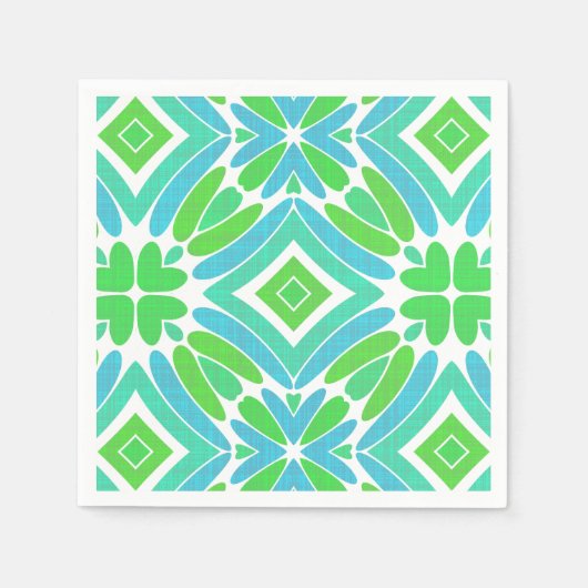 Serviette En Papier Lime Green Aqua Turquoise Retro Motif Imaginaire (Devant)
