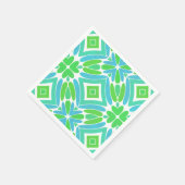 Serviette En Papier Lime Green Aqua Turquoise Retro Motif Imaginaire (Coin)