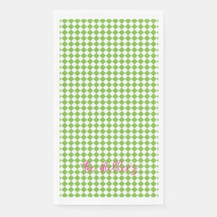 Serviette En Papier Lime Green Check Pink NAME Festin Fun Preppy