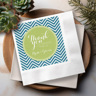 Serviette En Papier Lime Green et Turquoise Chevron Motif Monogramme