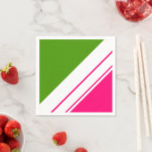 Serviette En Papier Lime rose vif vert large blanc rayures (En situation)