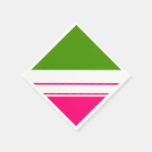 Serviette En Papier Lime rose vif vert large blanc rayures (Coin)