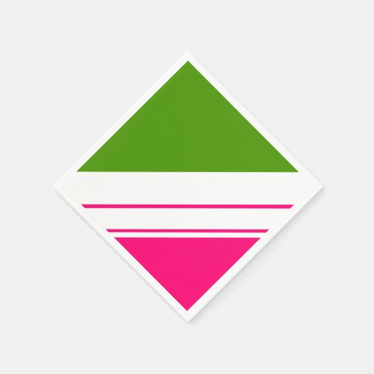 Serviette En Papier Lime rose vif vert large blanc rayures (Coin)