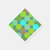Serviette En Papier Lime Vert Turquoise Turquoise & Rust Cercles Monog (Coin)
