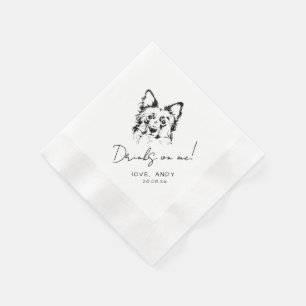 Serviette En Papier Limite de Border Collie dessinée à la main sur moi