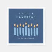 Serviette En Papier Limite Simple Bleu Jaune Bougies Joyeuses Hanoukka (Devant)