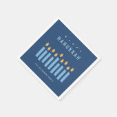 Serviette En Papier Limite Simple Bleu Jaune Bougies Joyeuses Hanoukka (Coin)