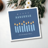 Serviette En Papier Limite Simple Bleu Jaune Bougies Joyeuses Hanoukka
