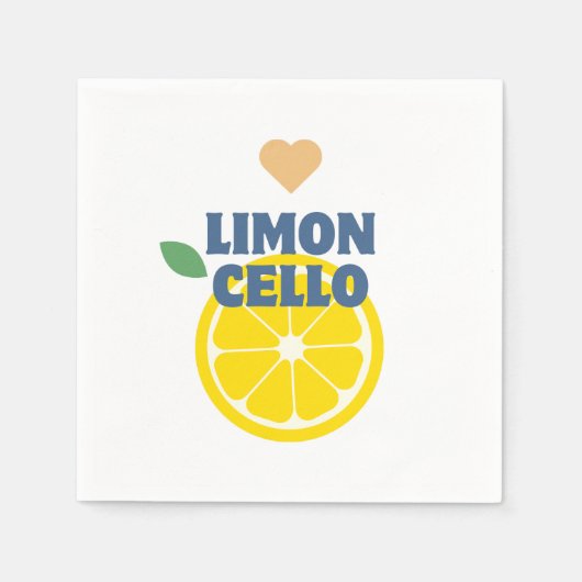 Serviette En Papier Limoncello Blanc Cœur de Citron Moderne (Devant)