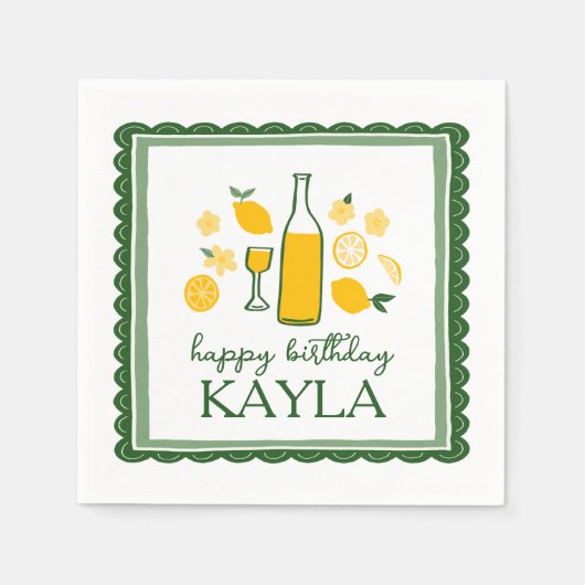 Serviette En Papier Limoncello Lemonade Lemon CUSTOM Anniversaire (Devant)