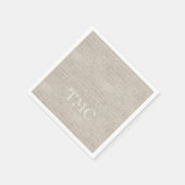 Serviette En Papier Lin neutre classique monogramme blanc Initiales (Coin)