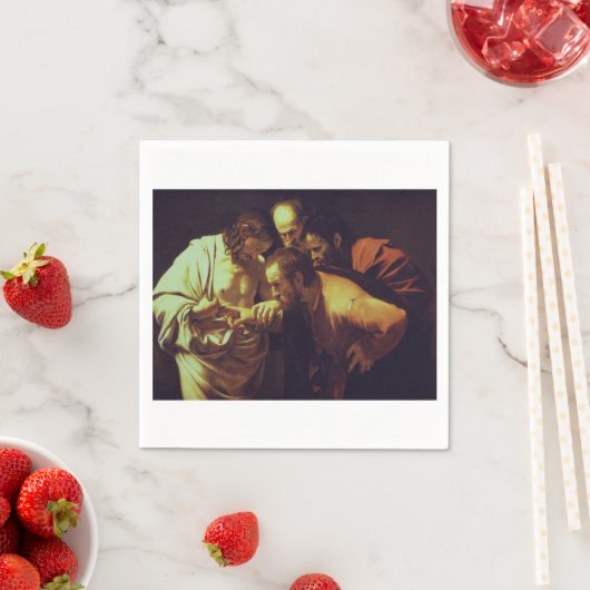 Serviette En Papier L'Incrédulité de Saint Thomas par Caravaggio (En situation)