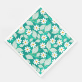 Serviette En Papier Lindos diseño de flores blancas y hojas (Coin)