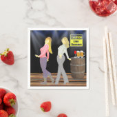 Serviette En Papier Line Dancing Women With Caution Sign Party (En situation)