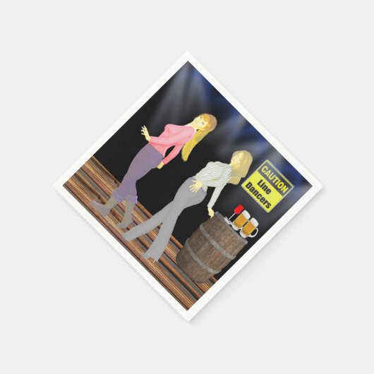 Serviette En Papier Line Dancing Women With Caution Sign Party (Coin)