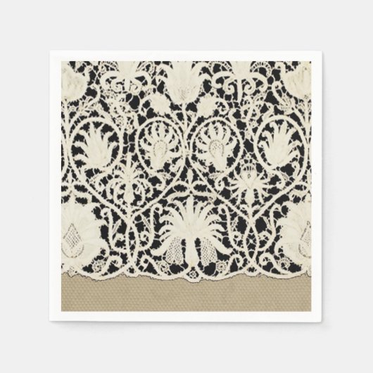 Serviette En Papier Linge de dentelle mariage blanc classique jolie (Devant)