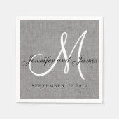 Serviette En Papier Linge gris moderne Monogramme Papier Mariage (Devant)
