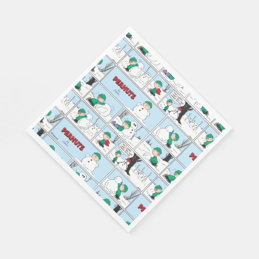 Serviette En Papier Linus Construit Un Snowman (Coin)