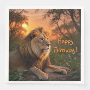 Serviette En Papier Lion au coucher du soleil