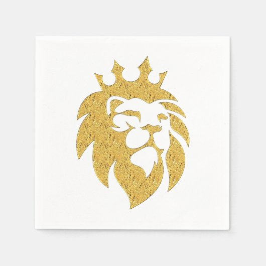 Serviette En Papier Lion Avec Couronne - Style Or 1 (Devant)