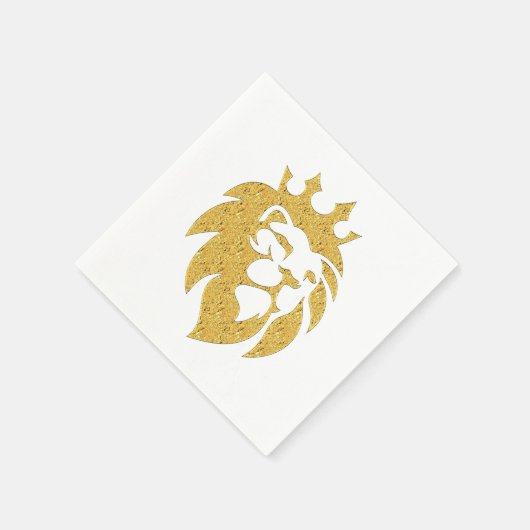 Serviette En Papier Lion Avec Couronne - Style Or 1 (Coin)