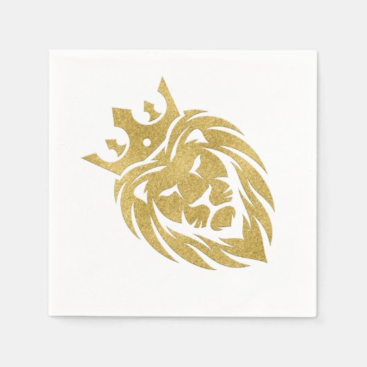 Serviette En Papier Lion Avec Couronne - Style Or 3 (Devant)