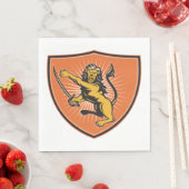 Serviette En Papier Lion Avec Une Épée (En situation)