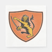 Serviette En Papier Lion Avec Une Épée (Devant)