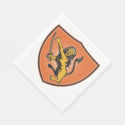 Serviette En Papier Lion Avec Une Épée (Coin)